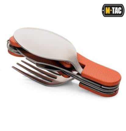Jedálenská sada M-Tac Two-piece Cutlery Set - strieborná-oranžová
