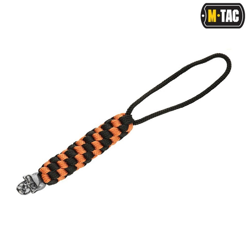 Šnúrka na nôž M-Tac Lanyard Helix Skull - čierna-oranžová