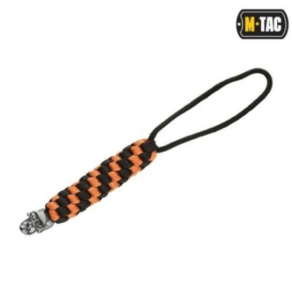 Šnúrka na nôž M-Tac Lanyard Helix Skull - čierna-oranžová