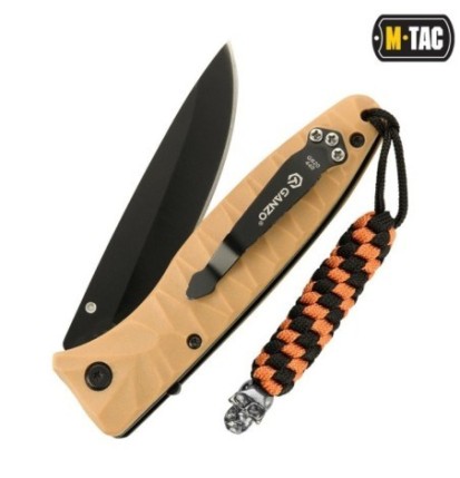 Šnúrka na nôž M-Tac Lanyard Helix Skull - čierna-oranžová