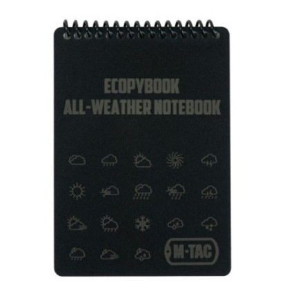 Blok so štvorčekovými listami a uhlomerom M-Tac Ecopybook Tactical - čierny-biely