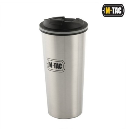 Mobilný termohrnček M-Tac Thermo Mug 450 ml - strieborný-čierny