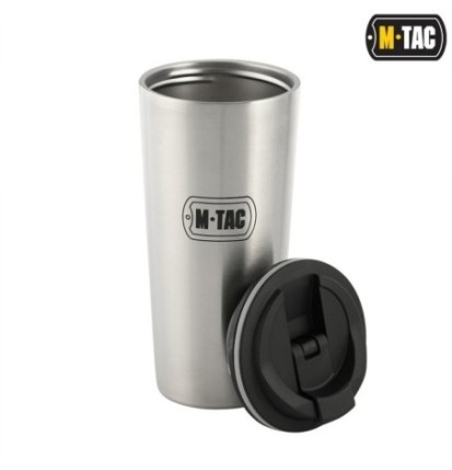 Mobilný termohrnček M-Tac Thermo Mug 450 ml - strieborný-čierny