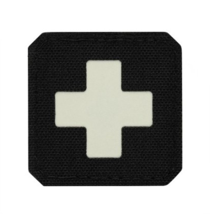 Nášivka M-Tac Medic Cross Laser Cut Glow - čierna-biela