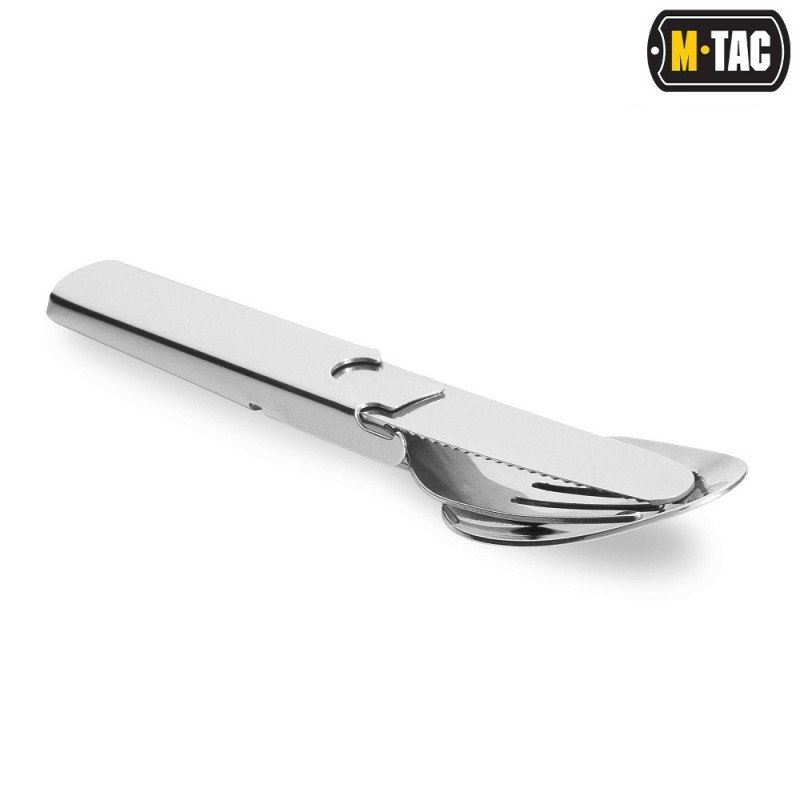 Príbor skladací M-Tac Cutlery Set S - strieborný