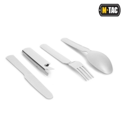 Príbor skladací M-Tac Cutlery Set S - strieborný