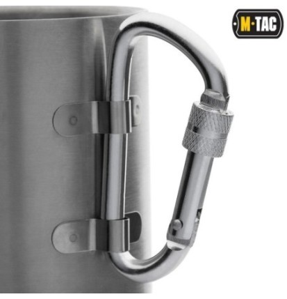 Hrnček s karabínovým uchom M-Tac Thermo Carabiner - strieborný