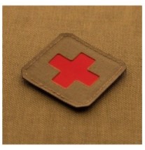 Nášivka M-Tac Medic Cross Laser Cut - coyote-červená