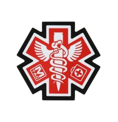 Nášivka M-Tac Paramedic 3D - červená-biela