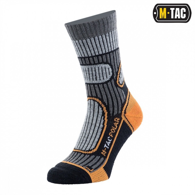 Ponožky M-Tac Polar Merino 40 % - sivé-oranžové, 35-38