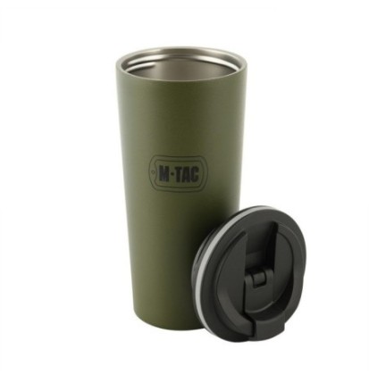 Mobilný termohrnček M-Tac Thermo Mug 450 ml - olivový-čierny