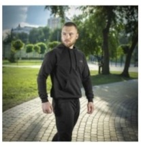 Mikina s kapucňou M-Tac Hoodie Cotton Raglan - čierna, S